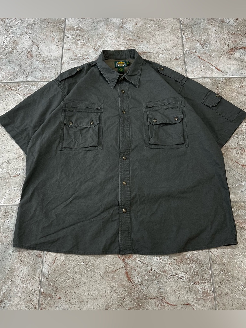 Cabela's Dark Green Short-Sleeve Utility Button-Down Shirt